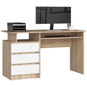 Ak furniture Volně stojící psací stůl CLP 135 cm dub sonoma/bílý obraz