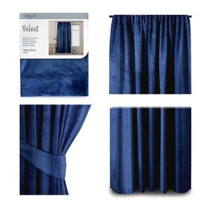 Závěs AmeliaHome Velvet 140x245 cm indigo, velikost 140x245 obraz