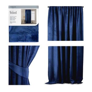 Závěs AmeliaHome Velvet 140x270 cm indigo, velikost 140x270 obraz