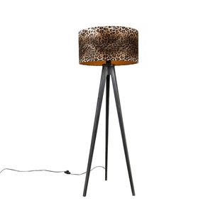 Stojací lampa stativ černý se stínidlem leopard 50 cm - Tripod Classic obraz