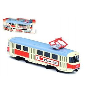 Tramvaj česká kovová 16cm retro na zpětný chod v krabičce 20x8xCZ design obraz