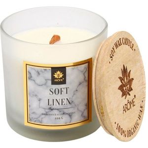 Arome Svíčka s dřevěným knotem Soft linen, 400 g obraz