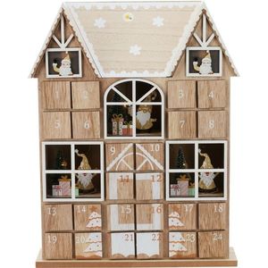 Adventní kalendář s LED světýlky Santa´s house hnědá, 29 x 7 x 37 cm obraz