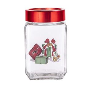 Altom Vánoční skleněná dóza Christmas Gifts 700 ml, 9 x 9 x 14, 5 cm obraz