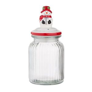 Altom Skleněná dóza s keramickým víčkem Snowman 900 ml obraz