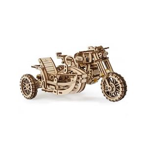 Ugears Ugears - 3D dřevěné mechanické puzzle Motorka scrambler s vozíkem obraz