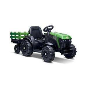 Buddy Toys Elektrický traktor s vozíkem 2x30W/7000 mAh černá/zelená + dálkové ovládání obraz