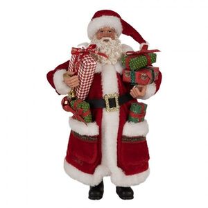 Vánoční dekorace taťka Santa Claus v kožichu s dárky - 16*10*27 cm 65594 obraz