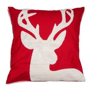 Červený povlak na polštář s jelenem Merry Christmas Deer - 45*45 cm KT021.356 obraz