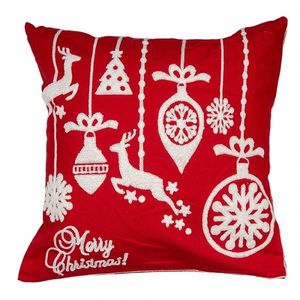 Červený povlak na polštář s jeleny Merry Christmas Deer - 45*45 cm KT021.355 obraz