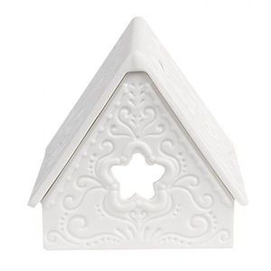 Bílý porcelánový svícen chaloupka House Fairy - 8*7*7 cm 6CE1741 obraz