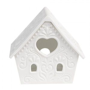 Bílý porcelánový svícen chaloupka House Fairy - 8*6*8 cm 6CE1740 obraz