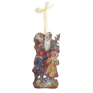 Vánoční kovová závěsná dekorace Santa Vintage - 15*30 cm 52062500 obraz