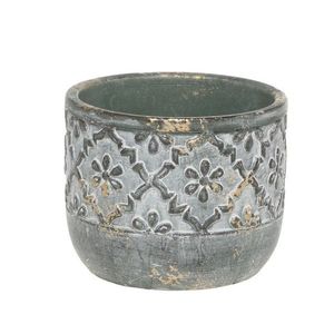 Opálový antik cementový obal na květináč s květy Narbonne S - Ø 13*10 cm 65090606 obraz