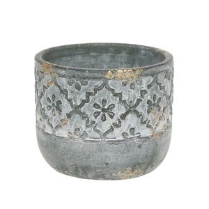 Opálový antik cementový obal na květináč s květy Narbonne M - Ø 15*12 cm 65090706 obraz