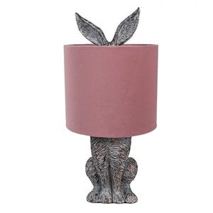 Šedá stolní lampa králík s růžovým stínidlem Rabbi - Ø 20*43 cm 6LMC0099VP obraz