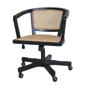 Černá dřevěná židle s výpletem a opěrkami na kolečkách Old French chair - 60*60*80 cm 41068024 obraz