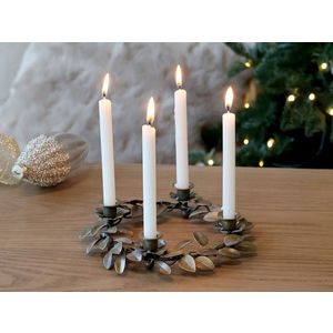 Mosazný antik kovový adventní věnec Advent wreath - Ø 16*4 cm 71117913 obraz