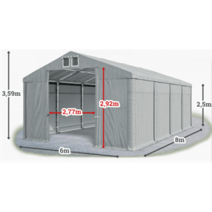 Skladový stan 6x8m PROFI Šedá obraz