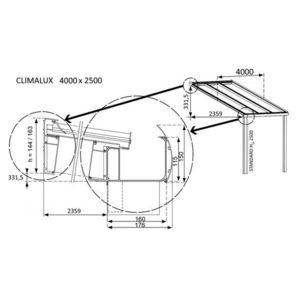 Hliníková pergola 400 cm antracit / polykarbonát Dekorhome 250 cm obraz