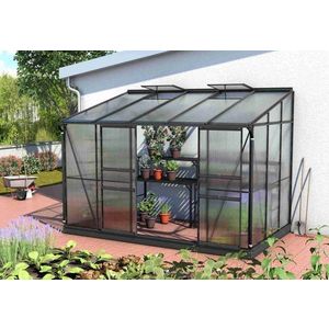 Skleník ke stěně VITAVIA IDA 6500 polykarbonát černý Dekorhome Polykarbonát 4 mm obraz