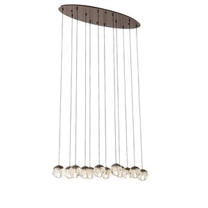 Design hanglamp donker brons met helder glas 12-lichts - Inge obraz