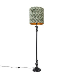 Klasická stojací lampa černá s odstínem páví design 40 cm - Classico obraz