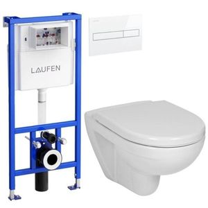 LAUFEN Rámový podomítkový modul CW1 SET s bílým tlačítkem + WC JIKA LYRA PLUS + SEDÁTKO DURAPLAST H8946600000001BI LY6 obraz