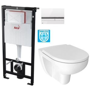 ALCADRAIN Sádromodul předstěnový instalační systém s bílým/ chrom tlačítkem M1720-1 + WC JIKA LYRA PLUS RIMLESS + SEDÁTKO DURAPLAST AM101/1120 M1720-1 LY1 obraz