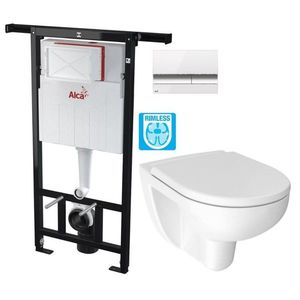 ALCADRAIN Jádromodul předstěnový instalační systém s bílým/ chrom tlačítkem M1720-1 + WC JIKA LYRA PLUS RIMLESS + SEDÁTKO DURAPLAST AM102/1120 M1720-1 LY1 obraz