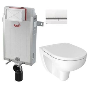 ALCADRAIN Renovmodul předstěnový instalační systém s bílým/ chrom tlačítkem M1720-1 + WC JIKA LYRA PLUS RIMLESS + SEDÁTKO DURAPLAST AM115/1000 M1720-1 LY1 obraz