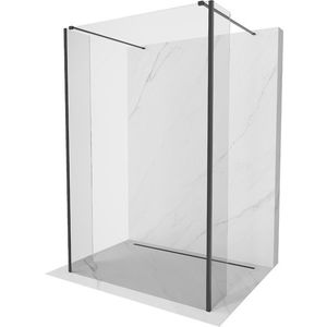 MEXEN/S Kioto Sprchová zástěna WALK-IN volněstojící 90 x 30 x 30 cm, transparent, černá 800-090-030-222-70-00-030 obraz