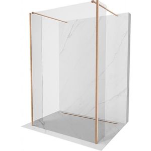 MEXEN/S Kioto Sprchová zástěna WALK-IN volněstojící 90 x 30 x 30 cm, transparent, měď kartáčovaná 800-090-030-222-65-00-030 obraz