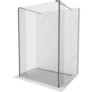 MEXEN/S Kioto Sprchová zástěna WALK-IN volněstojící 90 x 30 x 30 cm, transparent, grafit kartáčovaná 800-090-030-222-66-00-030 obraz