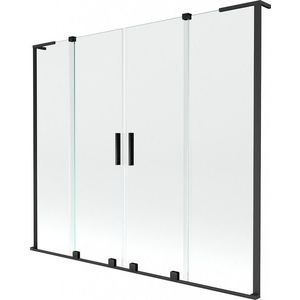 MEXEN/S Velar L Duo dvoukřídlá posuvná vanová zástěna 200 x 150 cm, transparent, černá 896-200-003-02-70 obraz