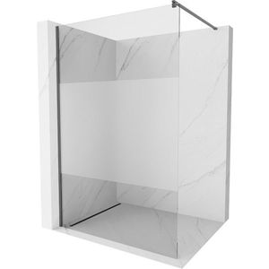 MEXEN/S Kioto Sprchová zástěna WALK-IN 80 x 200, transparent/dekor 8 mm, grafit kartáčovaná 800-080-101-66-35 obraz