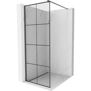 MEXEN/S Kioto Sprchová zástěna WALK-IN 90 x 200, černý vzor 8 mm, grafit kartáčovaná 800-090-101-66-77 obraz