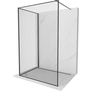 MEXEN/S Kioto Sprchová zástěna WALK-IN 90 x 80 cm, černý vzor, grafit kartáčovaná 800-090-212-66-70-080 obraz