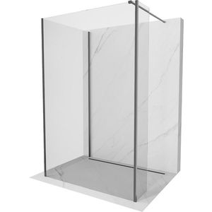 MEXEN/S Kioto Sprchová zástěna WALK-IN 90 x 70 x 30 cm, transparent, grafit kartáčovaná 800-090-070-221-66-00-030 obraz