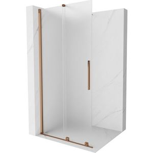 MEXEN/S Velar Sprchová zástěna posuvná Walk-in 100 x 200 cm, dekor 8 mm, růžové zlato 871-100-000-33-60 obraz