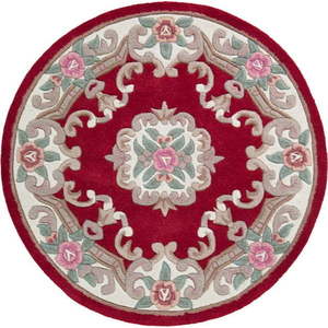 Červený vlněný koberec Flair Rugs Aubusson, ⌀ 120 cm obraz