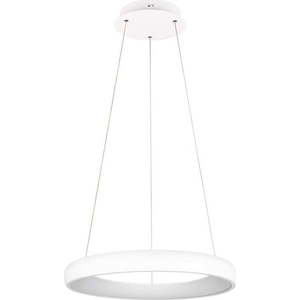 Bílé LED stmívatelné závěsné svítidlo s kovovým stínidlem ø 62 cm Cardona – Trio obraz