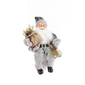 ArtFir Vánoční dekorace SANTA CLAUS 82D | šedá/bílá 27 x 16 x 40 cm obraz