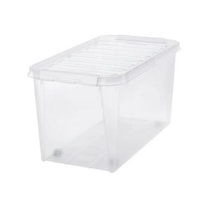 SmartStore Úložný box s bílými klipy a kolečky Classic, 70 l obraz