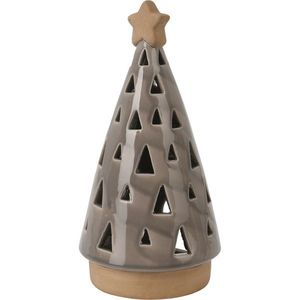 Porcelánový svícen na čajovou svíčku Christmas tree hnědá, 10 x 20 cm obraz