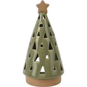 Porcelánový svícen na čajovou svíčku Christmas tree zelená, 10 x 20 cm obraz