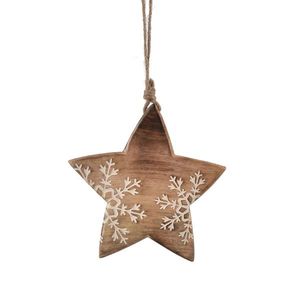 4Home Dekorace z mangového dřeva Snowflake Star, 20 cm obraz