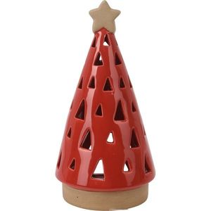 Porcelánový svícen na čajovou svíčku Christmas tree červená, 10 x 20 cm obraz