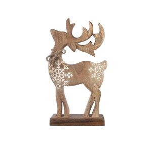 4Home Dekorace z mangového dřeva Snowflake Deer, 33 cm obraz