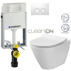 GEBERIT KOMBIFIXBasic vč. bílého tlačítka DELTA 21 + WC CERSANIT CLEANON CITY 110.100.00.1 21BI CI1 obraz